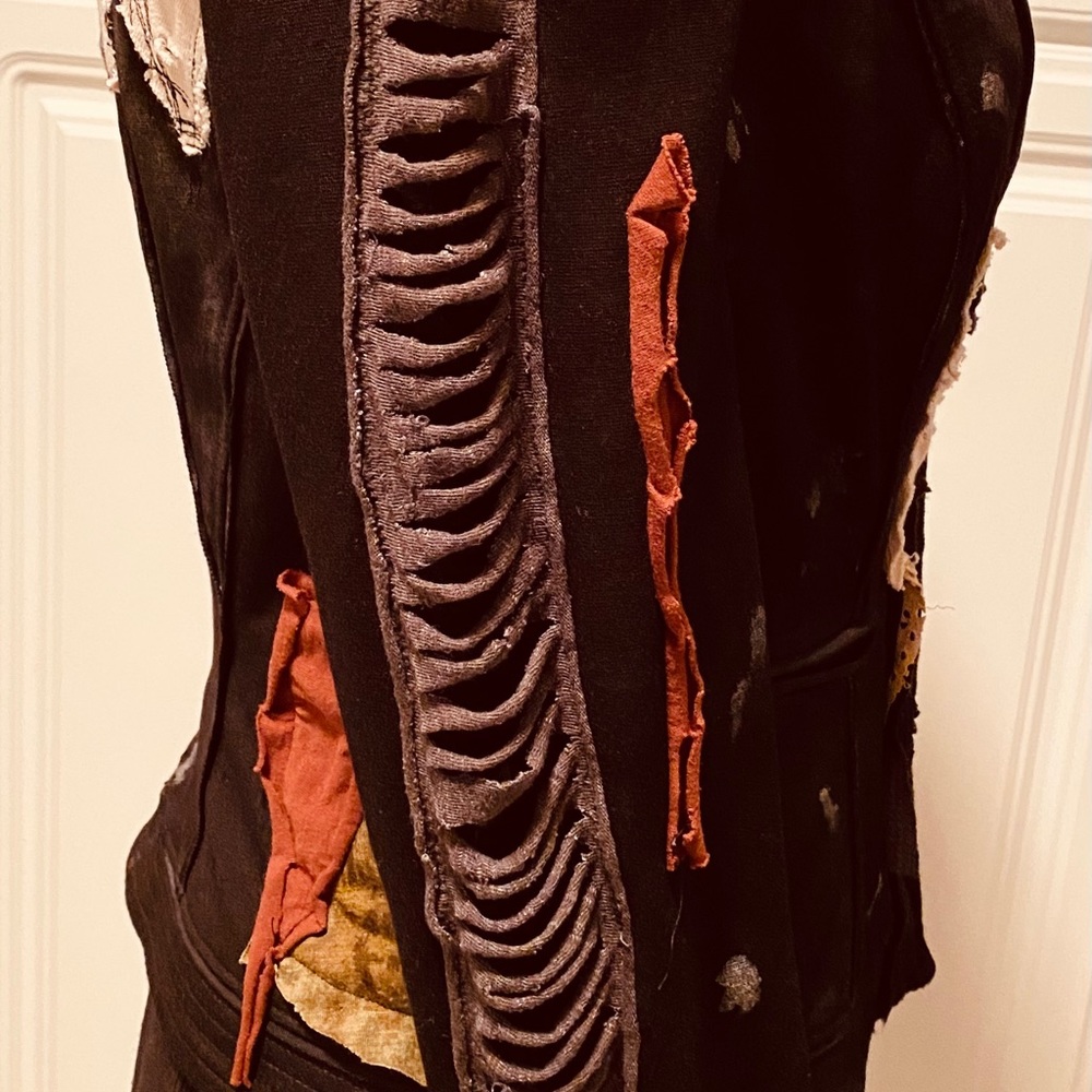 Upcycled Deconstructed Black Jacket. Medium - image 7